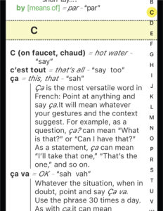 screenshot showing the French word "ca"