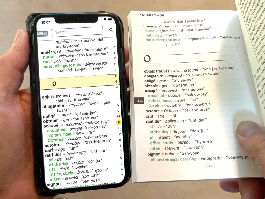 photo of mobile app and paperback versions of cheat sheet